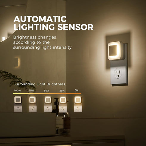 Hallway/Stairway/Bathroom/Bedroom/Kitchen,2 Packs Midea Backlit Night Lights Plug Into Wall for Sleep,Indirect Soft
