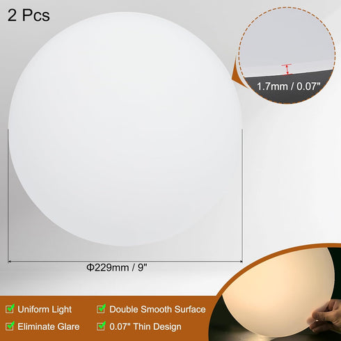 9" 2 1.7mm PATIKIL Diameter Lampshade Diffuser, Pcs Thick Round Diffuser Sheet for Drum Lampshades, Pendants Light, DIY