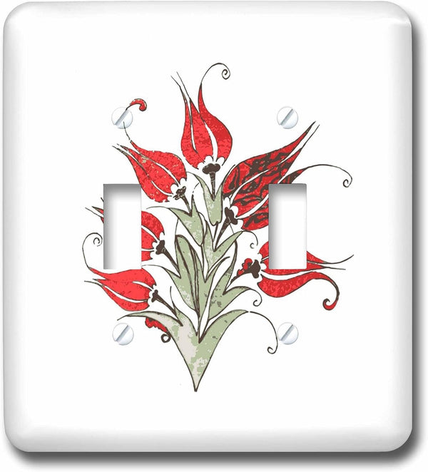 3dRose Red Tulips In Artistic Ottoman Turkish Style double toggle switch