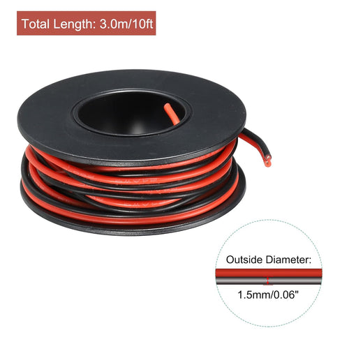 MECCANIXITY 26 Gauge Wire 2 Conductor Parallel Silicone Wire 26AWG Stranded Wire Electrical Wire Tinned Copper Wire Spool 3.0m/10ft for LED Strip Extension Cable, Car Model, Internal Wiring