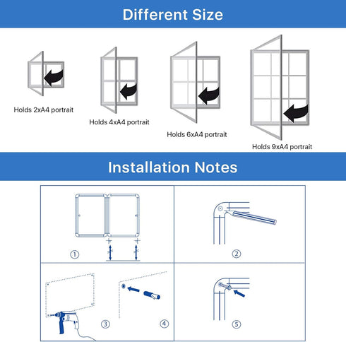 Swansea Enclosed Bulletin Board, Dry Erase Noticeboard, Lockable Display Boards, White with Aluminium Frame, 20x16inch