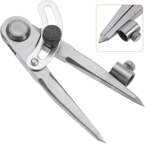Wing Divider Compass, 4 Inch Adjustable Lockable Woodworking Compass with Pencil Holder for Geometry Drawing
