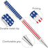 Unibene Slim Metal Retractable Ballpoint Pens, Bulk of 6 Count, Patriotic American Flag, Medium Point (1 mm Black Ink)