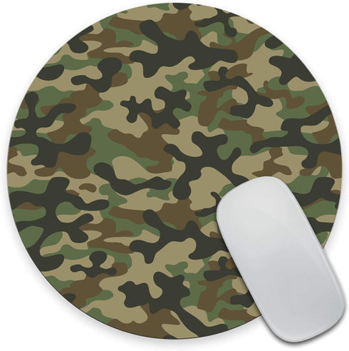 Texture Military Camouflage Mousepad, Customized Round Non-Slip Rubber, Army Green Gaming Mouse Pad