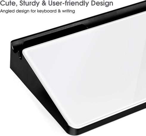 Varhomax Small Glass Desk Whiteboard, Dry Erase Board with Storage Caddy for Office and Home
