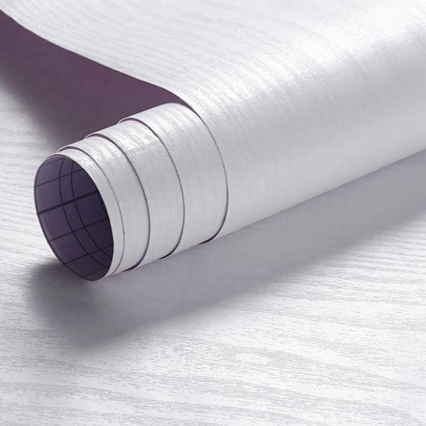 Arthome White Wood Contact Paper, 11x100 inch Self Adhesive Wallpaper for Furniture Cover, Waterproof Gloss PVC Vinyl