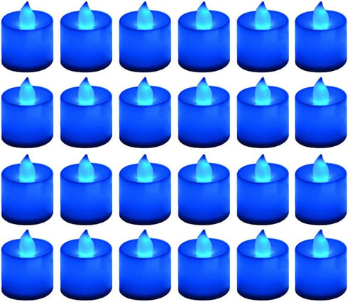 LANKER 24 Pack Flameless Led Tea Lights Candles, Flickering Blue Battery Operated