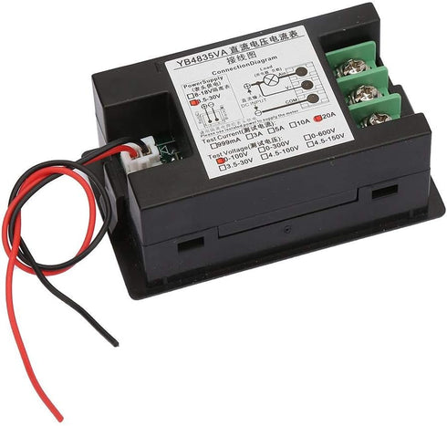 YB4835VA Ampere Meter DC0~100V 20A Dual Display Integrated Voltage Ampere Meter for Battery Monitoring
