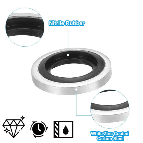 PATIKIL G1/8 Self-Centered Bonded Sealing Gasket, 30Pcs NBR Metal Washers for Automotive, Plumbing, Cylinder Repairs