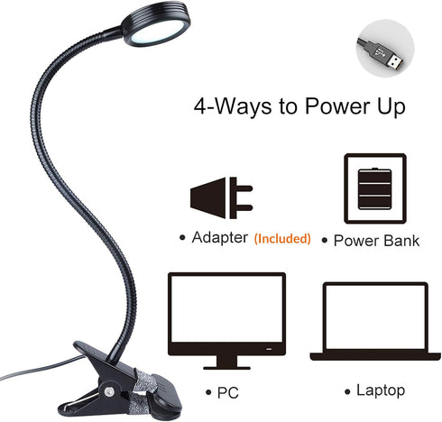LEPOWER Clip on Light/Reading Lights/Book Light/Desk Lamp Color Changeable/Night Lights Clip on for Desk, Bed Headboard