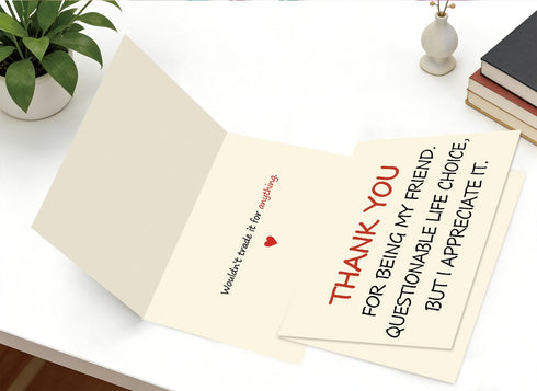 OJsensai Thank You Card Gifts for Best Friend, Funny Appreciation Card for Her He Women Men, Humor Friendship