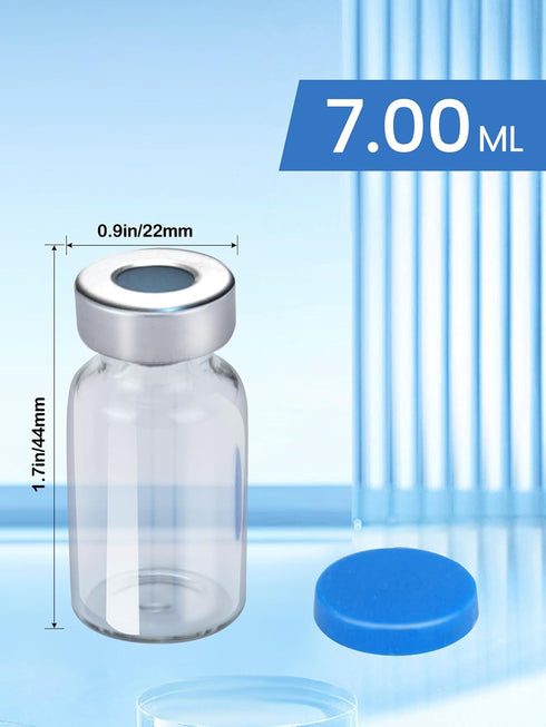 7ml Glass Vials for Injections, Self-Healing Injection Port, Sterile Empty Vials with Sealed Cap (10 Pack)