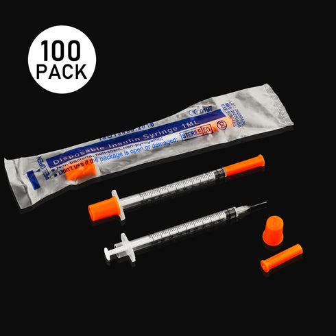 U 100 1cc Syringe, 1ml 30 Gauge 1/2 inch Disposable Lab Supplies, 100 per Box