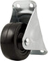 Heavy Duty Rubber Caster Wheel with Rigid Non-Swivel Top Plate - 3-Inch, 225 lb Load Capacity