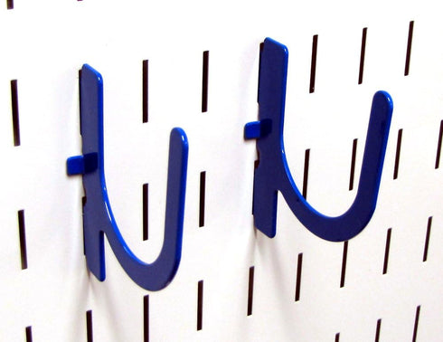 Wall Control 3in Reach U-Hook Accessory, “U” Shaped Slotted Metal Pegboard Hook - Blue