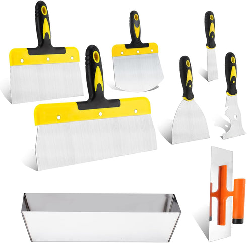 DEKEones Drywall Knife Set, 8 Pieces Stainless Steel Drywall Hand Tool Kit