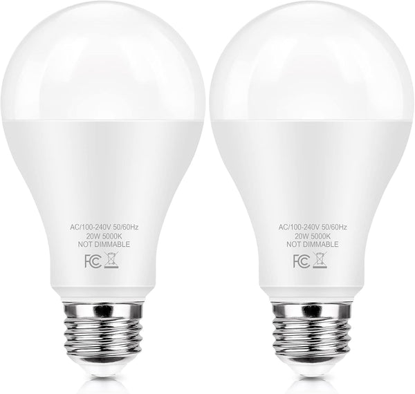 TOBUSA 2 Pack LED Light Bulbs, 150 Watt Equivalent, 20W Super Bright, Daylight White 5000K A21 E26, Non-Dimmable, No