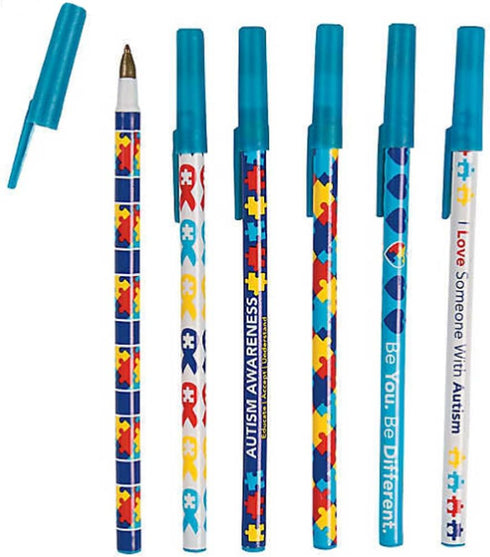 Autism Awareness Pens and Sticky Note Pads, 12 Piece Bundle (Autism Sticky Notes Style 1)