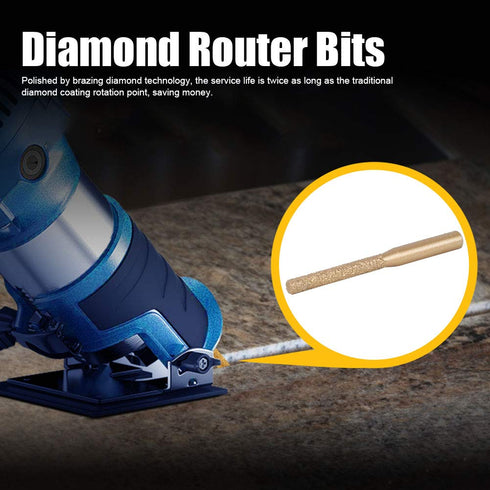 Stone(6.35x5x65mm) Router Bits Golden Brazed Straight Shank Rotary Wheel Router Bit for Marble Granite