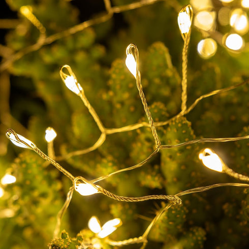 10FT 100 Cluster Fairy Lights Firecracker String Lights LED Warm White Plug in Indoor Silver Wire String Lights