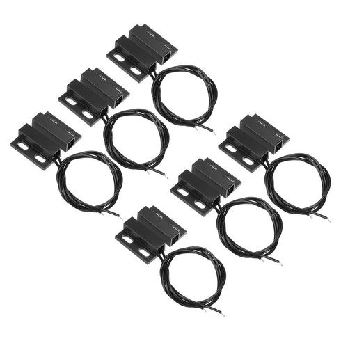 PATIKIL Magnetic Reed Switch, 6 Pack NC Wired Surface-Mounted Contact Switch for Door Window, Black