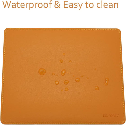 KINOPREV Home,10.2" 8.3",1 Pack Leather Mouse Pad - Wood Mouse Pads with Stitched Edge,PU Non-Slip Mouse Mat,Double