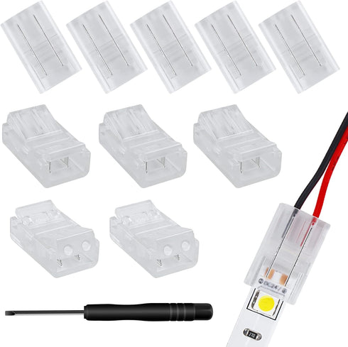 RGBZONE 10Pcs 2Pin 10mm LED Strip Connectors, Unwired Gapless Solderless Quick Connectors for LED Strip Lights