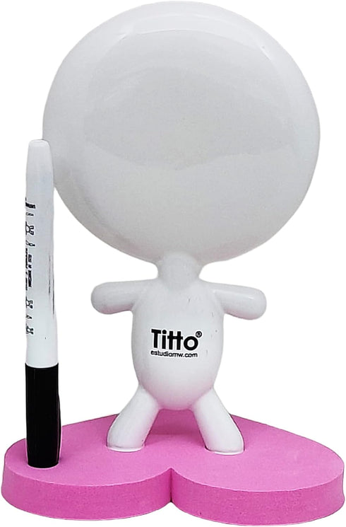 Dry Erase Board - TITTO in Love, Ceramic Doll, Ideal for Home & Office Decor, Gift Idea (Pink)