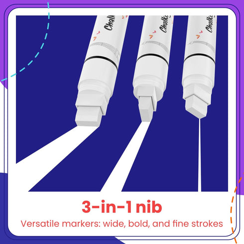 White Jumbo Chalk Markers - 15mm Window Markers | Pack of 2 White pens - Use on Cars, Chalkboard, Whiteboard, Blackboard, Glass, Bistro | Loved by Teachers, Artists, Businesses by Chalkola