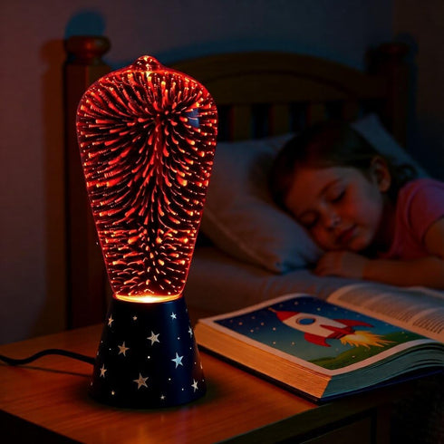 3D Bulb ST19 Lightbulb Bulb SLEEKLIGHTING Red Fairy Like Firework Light with Galaxy Inspired Light LED Medium Base