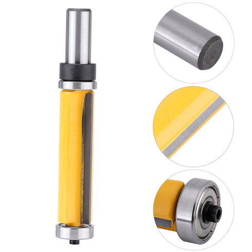 Shank Straight Router Bit 1/2" Woodworking Bearing Flush Trim Tool, 2-1/2"L x 3/4'' Dia
