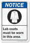 SmartSign - S-5077-PL-10 "Notice - Lab Coats Must Be Worn In This Area" Sign | 7" x 10" Plastic