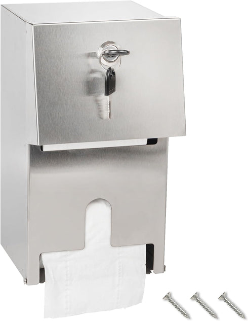 Desyeryamimi Commercial Toilet Paper Tissue Dispenser Dual Rolls Toilet Paper Holder with Lock,Heavy