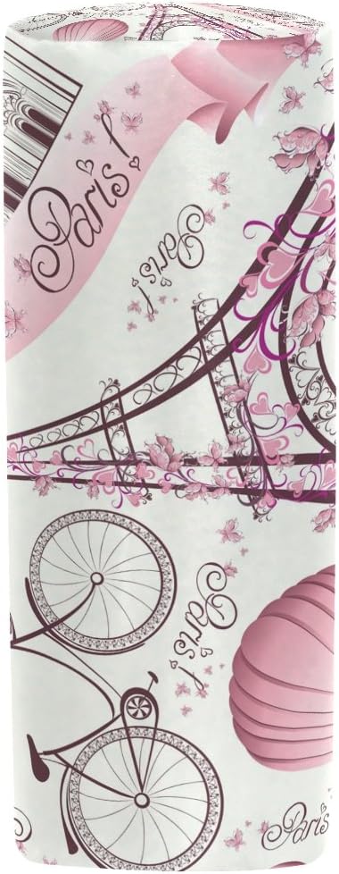 AUUXVA Floral Paris Eiffel Tower Pencil Bag, Zipper Pouch Holder for School Work Office Makeup Brushes
