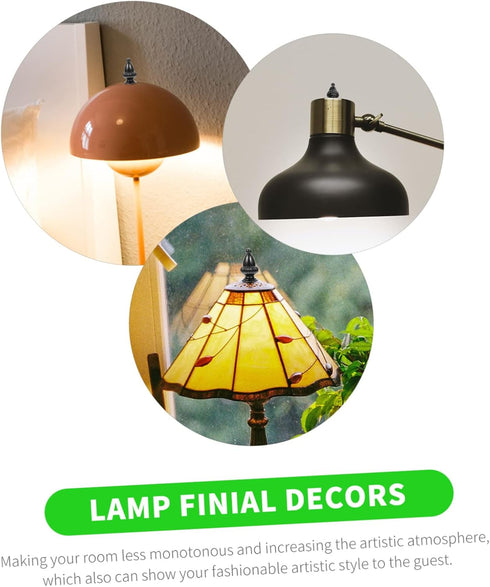 POPETPOP Set 2-Piece Set Harvard Horn Lamp Finial Knob Decorative Floor Light Caps Polished Chrome Easy Install