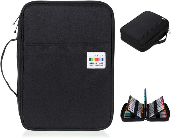 BTSKY Colored Pencil Case 220 Slots Pen Pencil Bag Organizer with Handy Wrap for Prismacolor Crayola Pencils & Gel Pen