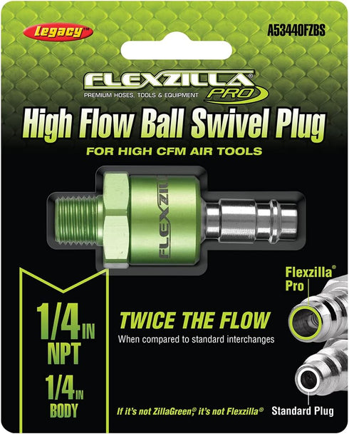 Flexzilla Pro High Flow Ball Swivel Plug, 1/4" Body, 1/4" MNPT - A53440FZBS