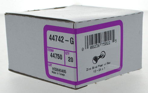 Hillman 44750 #10-24 x 1" Steel Binding Post with Screw, Zinc, 20 Count