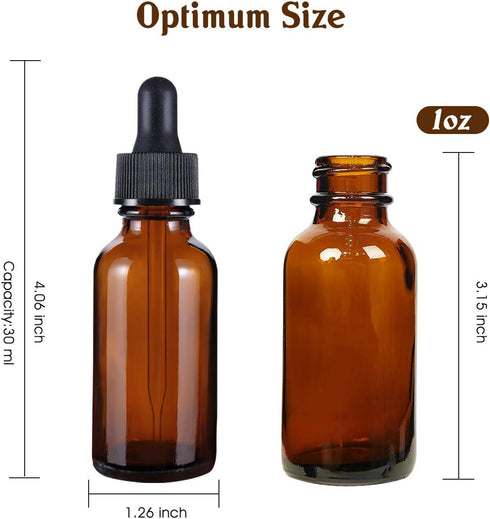 Eternal Moment 1 oz Eye Dropper Bottles (48 Pack), 30ml Amber Glass with Glass Eye Dropper for Essential Oils