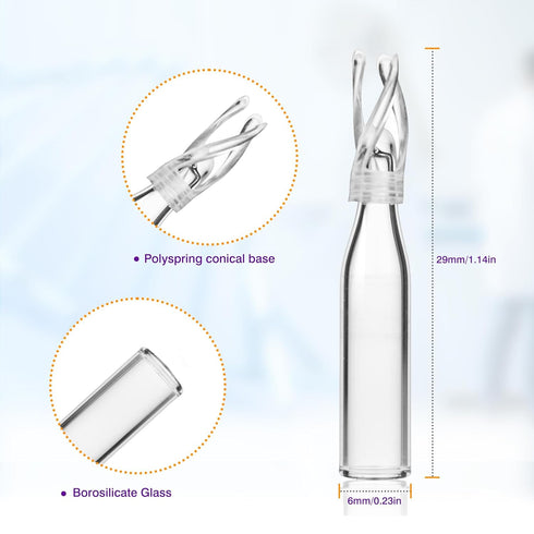 Vial Insert, 6x29mm Clear Glass with Polyspring, Volume 250ul, Pack of 100