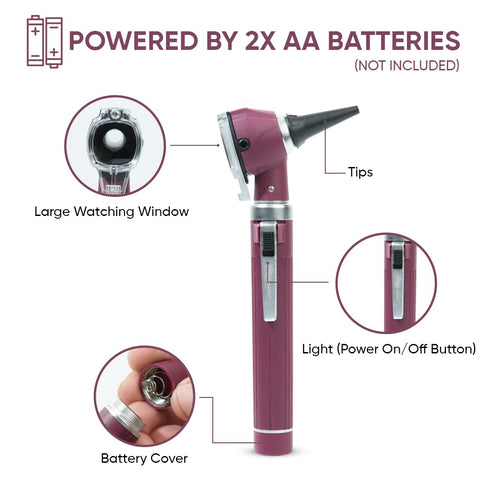 MeddSight 3X 10 6 Otoscope with Light, Fibre Optic Ear Scope for Kids & Adults, Zoom Magnifying Glass, LED Ear