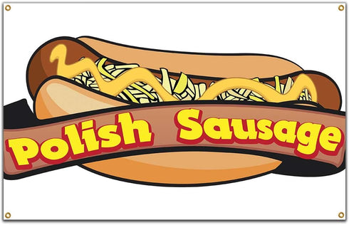 Polish Sausage 60" Banner Concession Stand Food Truck Single Sided