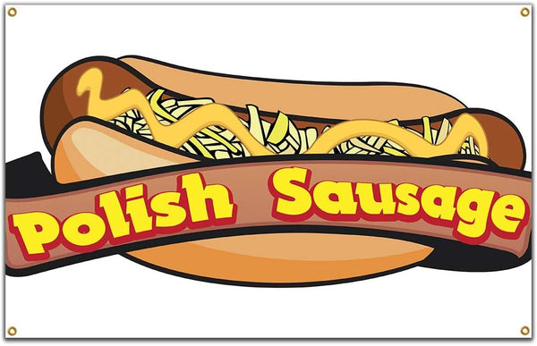 Polish Sausage 60" Banner Concession Stand Food Truck Single Sided
