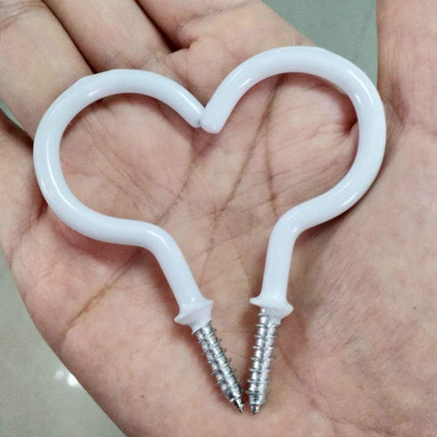 Pack of 40 White Vinyl Coated Screw-in Wall Hooks for Indoor & Outdoor Use