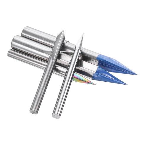 60 1/8" 0.2mm 2 HARFINGTON V Groove Router Bit Degree Shank Tip Carbide CNC Engraving V Router Bits with Flutes CNC