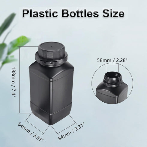Heyiarbeit 2pcs Plastic Lab Chemical Reagent Bottle 1000ml/34oz Wide Mouth Sample Sealing Liquid Storage Container Black Cap by Heyiarbeit