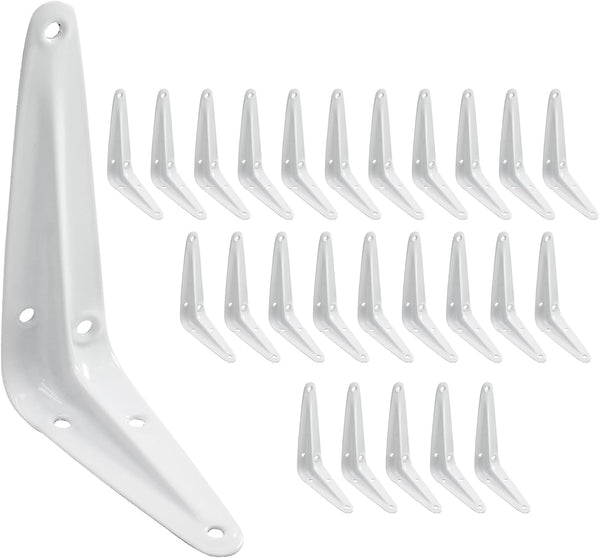 PHITUODA 24 Pack Shelf Brackets 4 x 3 Inch, Heavy Duty White Metal
