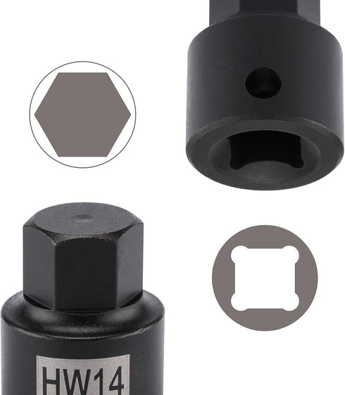 16PCS 3/8" Set, 16 Set, 1/4 Inch 3/4 Inch, 6mm 19mm EMENTOL Drive Low Profile Impact Hex Driver SAE/Metric, CR-MO