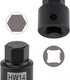16PCS 3/8" Set, 16 Set, 1/4 Inch 3/4 Inch, 6mm 19mm EMENTOL Drive Low Profile Impact Hex Driver SAE/Metric, CR-MO
