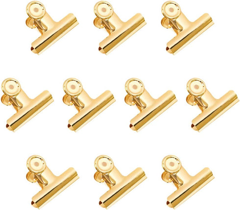 Gold Bull Hinge Paper Clips, Coideal 10 Pack, 2 Inch Stainless Steel Large Metal Binder Clips for Office Supplies